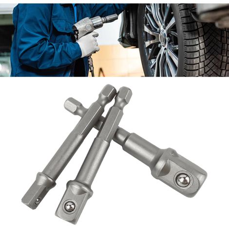 Kit d'outils comprenant 3 adaptateurs de douille à tête carrée et tige hexagonale pour clé électrique (1/5)