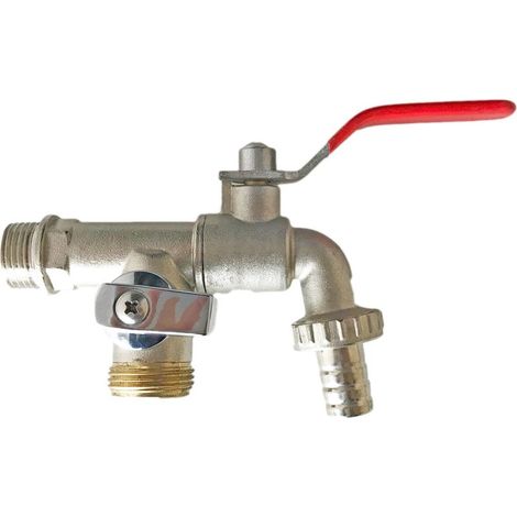 Robinet de jardin double, avec raccord standard 1/2