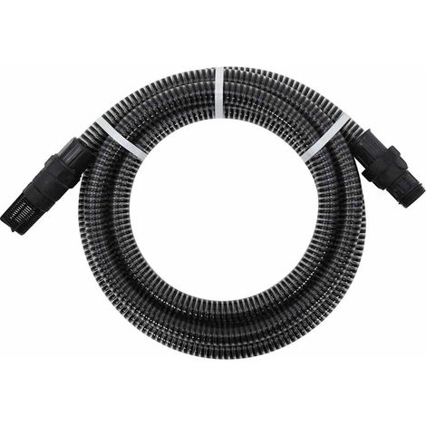 Tuyau d'aspiration avec raccords en PVC, noir, 1" x 10 m PVC