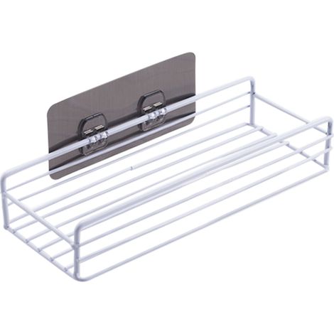 Etagere Murale - En Fer Forgé - Avec Crochets - Pour Salle De Bain Chambre Salon Entrée - Charge Maximale 5 Kg - Blanc Ou Noir - 1 Pièce