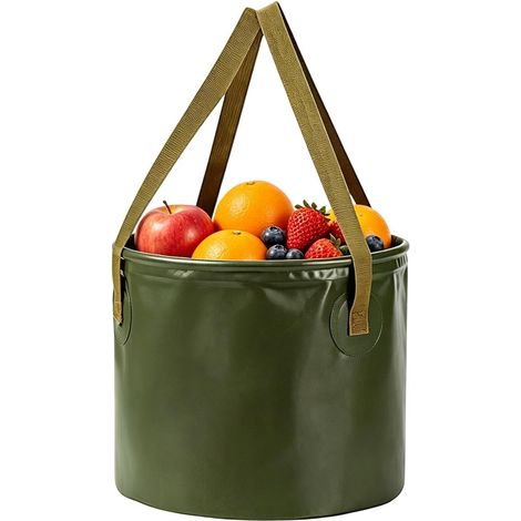 Seau Pliable - Récipient Portable Étanche Avec Poignée Seau Large - pour la Cuisine la Voiture les Camping-cars les Voyages en Plein Air la Pêche le Jardin la Douche et le Bain (1/5)