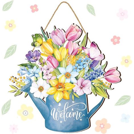 Panneau mural en bois à motif floral - Décoration murale rustique en bois à motif floral - Peut être accroché aux portes, dans le jardin, aux fenêtres, aux clôtures et aux murs (1/5)