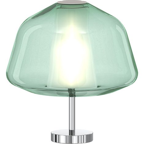 Lampada Conteporanea Double Skin Alpha Metallo Cromo Vetro Verde 1 Luce E27