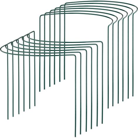 Relaxdays Lot de 12 tuteurs, support pour plantes grimpantes, rosiers, sur pied, semi-circulaire, en acier, vert foncé