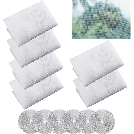 Moustiquaire de fenêtre blanche en lot de 6, avec 6 rouleaux de ruban adhésif et crochets, protection contre les insectes et les abeilles. (1/4)