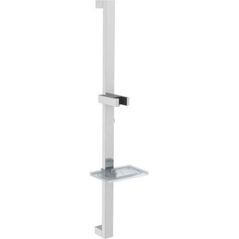 Barre de douche avec porte-savon, réglable, carrée, 684mm, ABS/chrome (1/2)