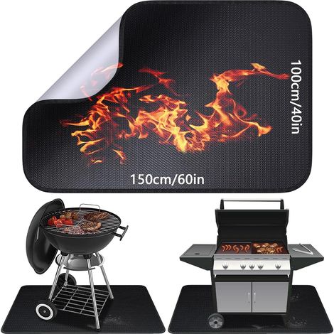 Tapis ignifuge  Tapis anti-chaleur pliable 100150 cm  Tapis de protection pour le sol  Tapis de grille  Plaque anti-étincelles  pour barbecue, poêles, sols, pelouses (1/5)