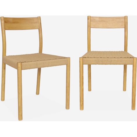 Set 2 sedie in legno e corda