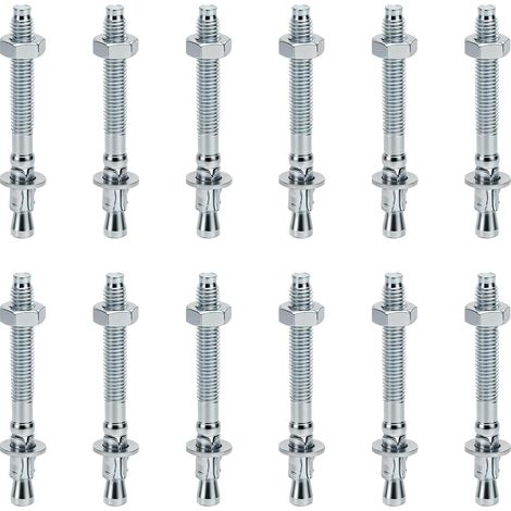 Lot de 12 Chevilles D'Ancrage Galvanisées pour Charges Lourdes Cheville Beton Goujon Ancrage M8 X 80 mm avec écrou et Rondelle (1/5)