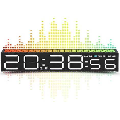 Digitaler Wecker, digitaler Wecker fürs Schlafzimmer, zwei Wecker, einstellbare Helligkeit, RGB-Lichtleiste, Sprachsteuerung, Musikrhythmus am Bett. (1/5)