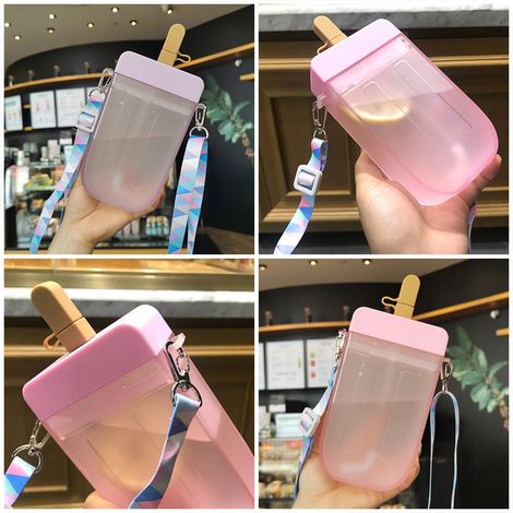 Auslaufsichere Wasserflasche/Eisbecher aus Kunststoff mit Kordel, Trinkglas für Erwachsene und Kinder (1/5)