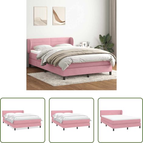 Matratze - Boxspringbett mit Matratze Rosa 140x220 cm Samt (1/5)