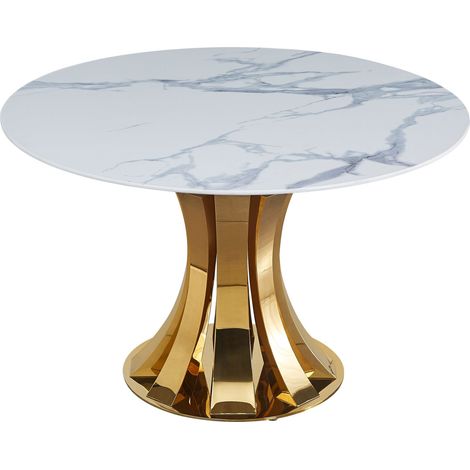 Table à Manger Ronde JUDITH – 120 cm – Pied Gold Élégant (1/3)