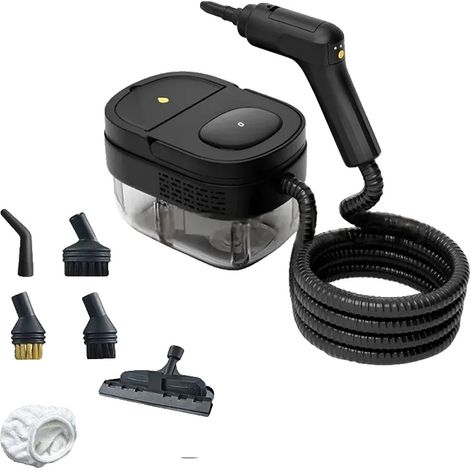 Limpiador a vapor portátil de alta presión, depósito de 1600 ml, color negro, enchufe europeo de 220 V-240 V. (1/2)