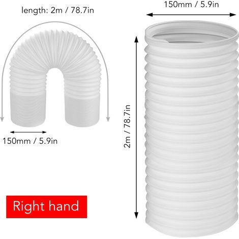 Tuyau d’évacuation climatisation portable en PP renforcé acier, 150 mm × 2 m, filetage droit, extensible (1/4)