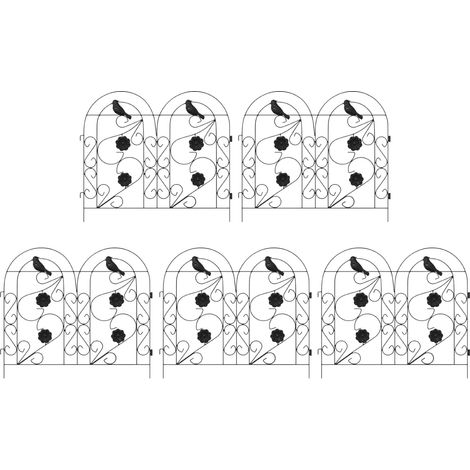 Clôture de jardin 5 pcs Noir Acier (1/5)