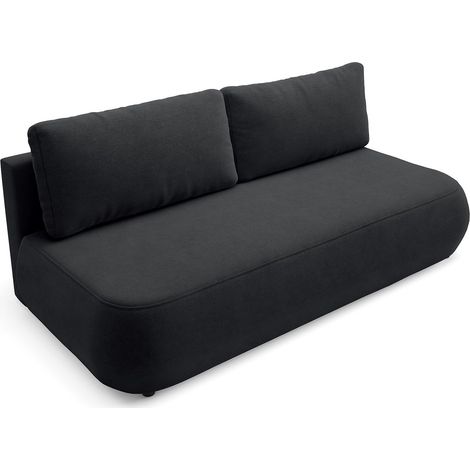 Schlafsofa 2 Plätze Brugnato, Stauraum, Abnehmbare Kissen, Verstellbar, 210x106 cm Schwarz