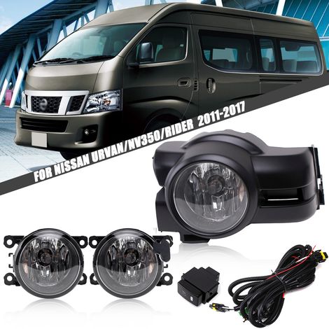 Kit Phares antibrouillard avant complet pour Nissan Urvan NV350 Caravan 2011 à 2017  Paire gauche + droite lampes halogènes jaunes, faisceau de câblage + interrupteur inclus, boîtier ABS étanche, mont (1/5)