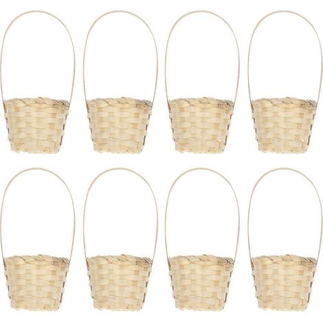 Set mit 8 tragbaren Aufbewahrungskörben, Geschenkkörben, geflochtenen Blumenkörben, Picknickkörben – 8 x 20 cm (1/2)