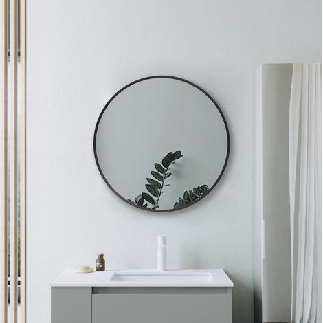 Signature Olivia Round Bathroom Mirror 500mm Diameter - Matt Black (1/4)