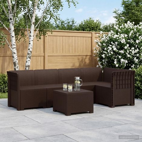 Divano da Giardino 5 Posti Stile Rattan PP Marrone vidaXL (1/5)