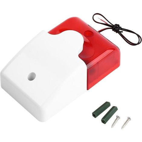 Sirène stroboscopique miniature filaire 12 V 110 dB avec lumière rouge et son, idéale pour la sécurité des habitations, commerces et entrepôts. Système d'alarme domestique. (1/5)