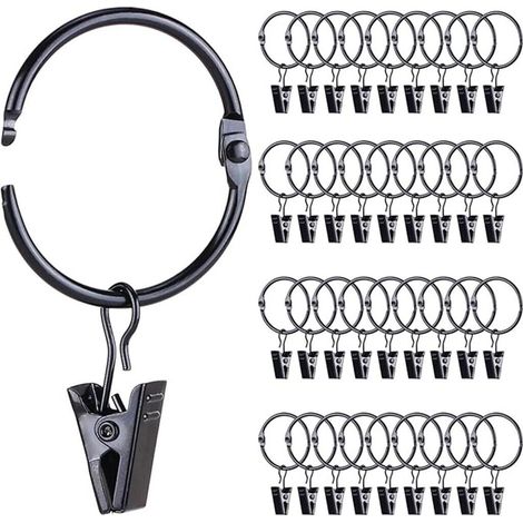 36 Gardinenhaken, klappbare Gardinenringe mit Clips