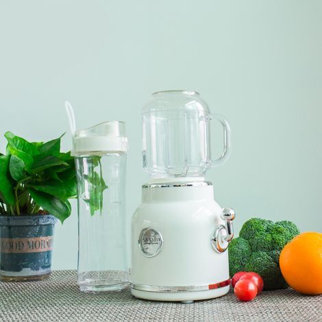 Mini-Standmixer mit Doppelschüssel, Retro-Shaker und Eiscrusher, Standmixer mit Edelstahlklingen (1/5)