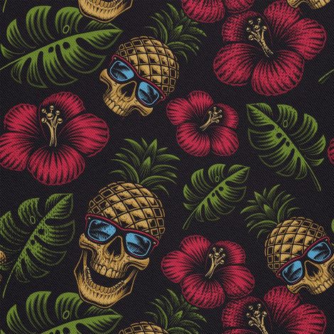Tissu d'extérieur décoratif Oxford - Motif crâne et ananas I DX621 (1/5)