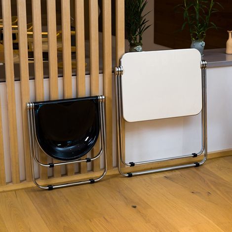 Tabouret de salle à manger transparent, tabouret digne d'Instagram, tabouret photo tendance, chaise de maquillage pour magasin de vêtements, tabouret pliant, noir brillant. (1/4)