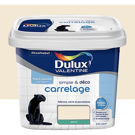Peinture Carrelage Dulux Valentine Simple & Déco Blanc cassé 0,5 L (1/2)