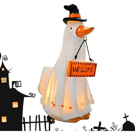 Fantôme d'halloween Résine Mignonne Lueur Chaude Amusante Éclairage Figurine Fantôme Animal Déco Halloween pour Fête Vacances Chambre Salon Maison Hantée Cour Table (1/5)