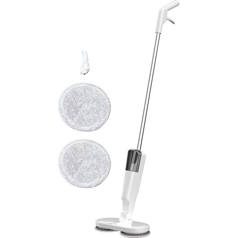 Vadrouille électrique rechargeable légère sans fil avec pulvérisateur d'eau pour sols en marbre et carrelage en bois dur blanc (1/5)