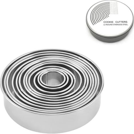 Emporte-pièce - Rond - Acier inoxydable 430 - 12 pièces - Boîte ronde sophistiquée (1/4)