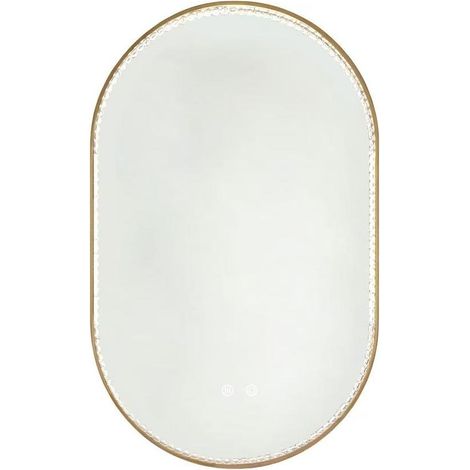 Mueble de baño blanco 60 cm con lavabo integrado y espejo LED ovalado, 2 piezas (1/5)