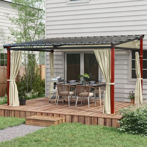 Pergola, réglable, beige, 3,5 x 3 m, pour jardin et terrasse, pare-vent, toit rétractable, format pratique, style moderne et facile à associer