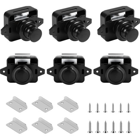 6 Pièces Loquet bouton poussoir Poussoirs camping car Bouton poussoir loquet clé Serrure porte meuble fermoir porte caravane (1/5)