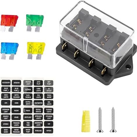 4 Voies Porte Fusible 12v avec 4 Fusibles 10A 15A 20A 30A (1/5)
