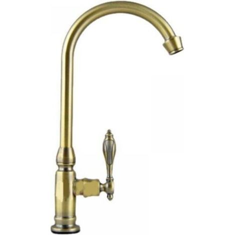 Robinet de Cuisine Mitigeur Robinet Laiton Brossé,Eau Froide Robinet Rotatif Lavabo,Robinet de Lavabo avec Tirette pour Vasque et Lave Mains,Bronze antique (1/4)