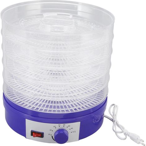 Sécheur alimentaire bleu ABS 5 plateaux, écran tactile, coque transparente, déshydrateur de fruits pour maison, viande, litchi, 250V UE