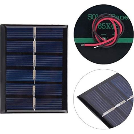 Lot de 4 panneaux solaires en silicium polycristallin 3 V 0,3 W à monter soi-même, étanches, avec câble, 65 x 48 mm, modèle standard. (1/3)