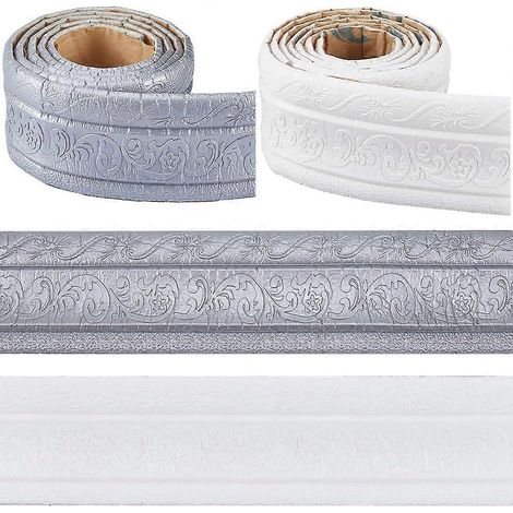Bordure murale 3D vintage autocollante dorée 905 x 24 cm moulure murale adhésive flexible à coller au plafond (1/5)