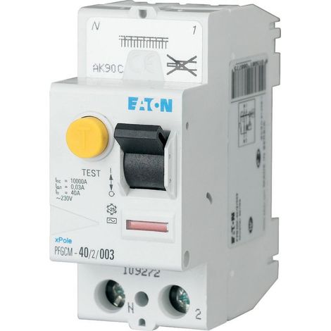 INTERRUPTEUR DIFFERENTIEL - Blanc - MANETTE NOIRE - 2 POLES / 40 A / 30 MA - TYPE AC - Raccordement direct sans vis (PFGM-40/2/003)
