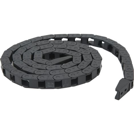 Chaîne porte-câbles en plastique noir 7 mm x 7 mm, longueur 1 m, pour usinage CNC, avec connecteur d'extrémité. (1/5)