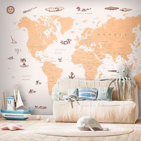 Fond d'écran photo - Carte des loups de mer - pays avec illustrations de pirates (1/4)