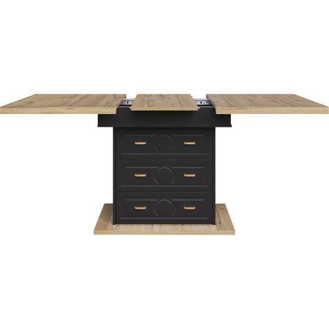 Table à manger extensible en MDF 110-140 x 80 x 75 cm avec rangement intégré et finition bois (1/5)