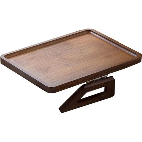 Mesa auxiliar de bambú para el reposabrazos del sofá,con bandeja extraíble. Ideal para cenas frente al televisor,mandos a distancia (1/5)