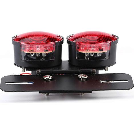 Universal-LED-Brems- und Rücklicht im Retro-Stil, doppelt oval, mit Blinker, Kennzeichenbeleuchtung, Motorrad-Nachrüstung