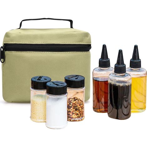 Set di 6 barattoli per spezie da cucina con borsa per il trasporto, ideali per campeggio, cucina, barbecue e viaggi k (1/5)