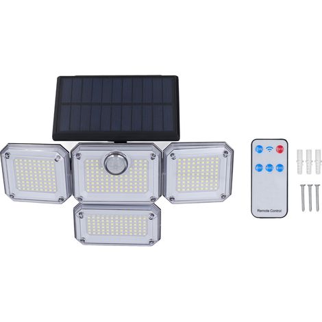 Lampe Solaire Extérieure À 4 Têtes - Étanche IP64 - Tête Réglable 360° - 3 Modes Fonctionnement - Pour Jardin Terrasse Cour - 1 Pièce (1/5)